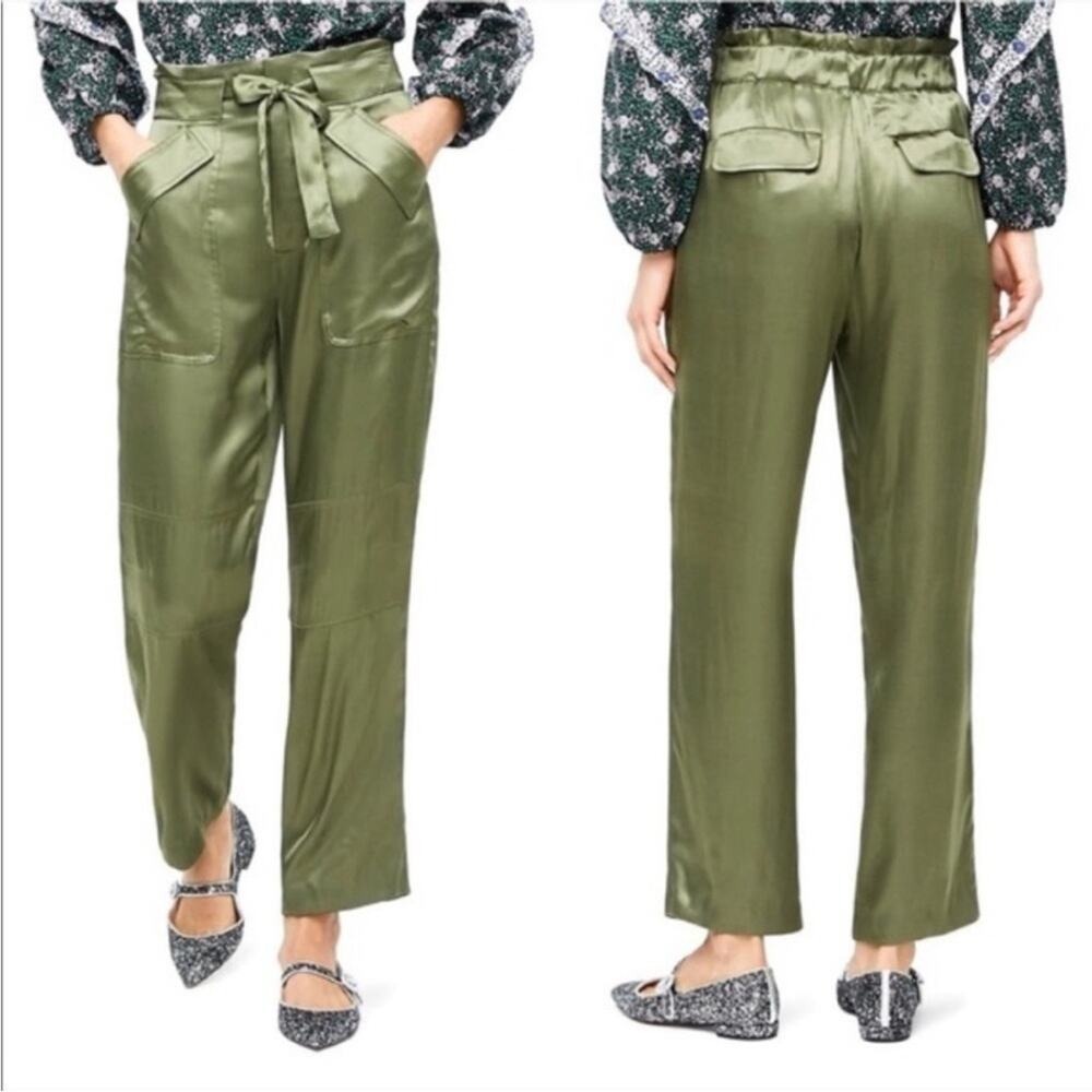 J.Crew high waisted satin paper-bag pants trousers drawstring casual 12